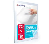 Hygloss Lot de 10 feuilles d'acétate pour travaux manuels, film transparent pour projecteur, pour projets d'art et d'artisanat et salles de classe, feuilles de fabrication de pochoirs, pas pour