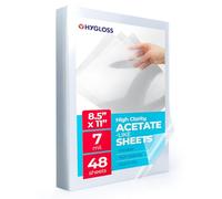 Hygloss Lot de 48 feuilles d'acétate pour travaux manuels, feuilles transparentes de rétroprojecteur, pour projets d'art et d'artisanat et salles de classe, ne convient pas aux imprimantes, 21,6 x
