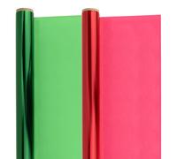 Hygloss Products Rouleau de cellophane - Emballage en cellophane dans une boîte facile à découper pour travaux manuels, cadeaux et paniers - Rouleau de 50,8 cm x 30,5 m chacun de rouge et vert
