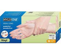 Hygostar 26853 Gants vinyle Ideal Long transparent taille 8/M non poudrés longueur 30 cm