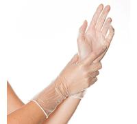 Hygostar Ideal Long Powder-Free Vinyl Gloves, Extra Long Cuff, White, Size M