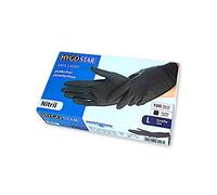 Hygostar Gants jetables en nitrile Safe Light Gants d’examen - Taille L, 100 gants jetables sans poudre, sans allergènes, non stériles, gants jetables, couleur : noir