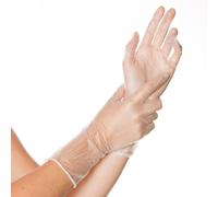 Hygostar Ideal Long Powder-Free Vinyl Gloves, Extra Long Cuff, White, Size M