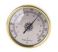 Hygromètre de surface dorée de 7,2 cm avec aiguilles en métal pour instrumentation, thermomètre, jauge d'humidité, pas besoin de pile