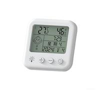 Hygromètre Digital pour précis -10°C à 70°C Écran Large Hygromètre(A) | Écran LCD large 98mm, lecture pour facile, affiche heure date, température, humidité, design épuré