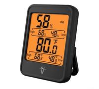 Hygromètre numérique d'intérieur avec support magnétique et support pliable pour un placement facile et des données climatiques précises (MC41 Noir)