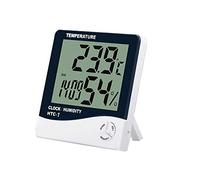 Hygromètre numérique Thermomètre Moniteur de température intérieure Jauge d'humidité Grande station météo LCD Horloge avec calendrier Rnder horaire et mémoire min max HTC-1
