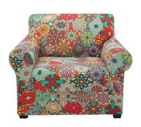hyha Ensemble de 2 housses pour fauteuil (housse séparée pour le coussin), en tissu extensible et lavable, protège votre meuble des chiens, motif diamant et mandala