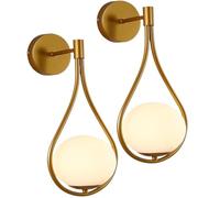 HYHDDM Applique Murale Globe en Verre, Lot de 2, en Laiton doré, Rechargeable par USB, Applique Industrielle for Salon, Chambre à Coucher