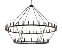 HYHDDM Grand lustre à deux niveaux en forme de roue de chariot dorée - Suspension industrielle rustique idéale for les hauts plafonds, le salon ou l'entrée.(Black,16-Light)