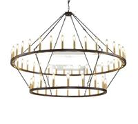 HYHDDM Grand lustre à deux niveaux en forme de roue de chariot dorée - Suspension industrielle rustique idéale for les hauts plafonds, le salon ou l'entrée.(Black and Gold,16-Light)