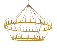 HYHDDM Grand lustre à deux niveaux en forme de roue de chariot dorée - Suspension industrielle rustique idéale for les hauts plafonds, le salon ou l'entrée.(Khaki and Black,16-Light)