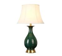 HYHDDM Lampes de Table en céramique rotatives modernes concises, lampes de Table de chevet à commande par bouton d'abat-jour en tissu for l'intérieur de la maison de chambre à coucher(Green)