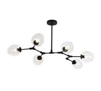 HYHDDM Lustre boule à bulles en verre, suspension industrielle noire, suspension à branches - Plafonnier réglable à 360° for salon(Transparent Lampshade.,9 light)