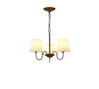 HYHDDM Lustre de style campagnard français à 6 lumières - Suspension de style campagnard en bronze huilé avec abat-jour en tissu for salle à manger et chambre à coucher(3 Lights)