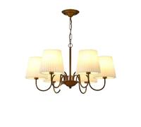 HYHDDM Lustre de style campagnard français à 6 lumières - Suspension de style campagnard en bronze huilé avec abat-jour en tissu for salle à manger et chambre à coucher(6 Lights)