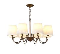 HYHDDM Lustre de style campagnard français à 6 lumières - Suspension de style campagnard en bronze huilé avec abat-jour en tissu for salle à manger et chambre à coucher(8 Lights)