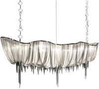 HYHDDM Lustre moderne à pampilles en aluminium avec chaîne, 6/9/12 lumières E14, for salle à manger, chambre à coucher, suspension longue argentée réglable(160 * 50 * 65cm)