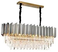 HYHDDM Lustre moderne de luxe en cristal, en acier inoxydable noir, verre K9, rond/ovale, LED tricolore for salle à manger et chambre à coucher(White Light,Oval 100x35cm)