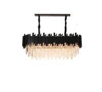 HYHDDM Lustre moderne en cristal noir - Suspension LED ovale longue for salle à manger, chambre - Plafonnier de style industriel(Warm Light,Dia40)
