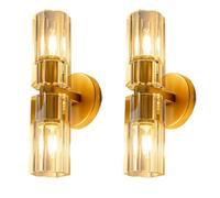 HYHDDM Lustre rond en cristal noir - Suspension moderne en forme de roue de chariot ornée de cristaux K9, idéale for salle à manger, salon ou hall d'entrée.(Gold Sconces-2 Pack)