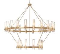 HYHDDM Lustre rond noir à 20 lumières - Roue de chariot de 152 cm avec abat-jour en verre, suspension industrielle for hauts plafonds, salle à manger, salon ou îlot de cuisine(Gold,20in-1-Tier)