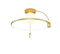 HYHDDM Plafonnier LED à intensité variable - Lustre doré motif astronaute, lune et planète for chambre d'enfant avec globe blanc(Gold)