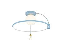 HYHDDM Plafonnier LED à intensité variable - Lustre doré motif astronaute, lune et planète for chambre d'enfant avec globe blanc(Blue)