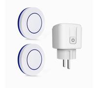 HYHIOTS Prise Telecommande Sans Fil, Prise Connectée Extérieure RF433 MHz émetteur Radio Émetteur + Récepteur Commande Sans Fil 100m, 3500W Max Commutateur Sans Fils (2 interrupteur 1 récepteur)