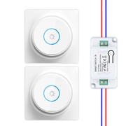HYHIOTS Va et Vient Sans Fil, Interrupteur Sans Fil Sans Pile, RF433 Kit Interrupteur Connecté à rebond Télécommande Émetteur-Récepteur 240V 10A (2 Interrupteurs 1 Récepteur)