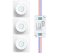 HYHIOTS Va et Vient Sans Fil, Interrupteur Sans Fil Sans Pile, RF433 Kit Interrupteur Connecté Interrupteur à rebond Télécommande Émetteur-Récepteur 240V 10A (3 Interrupteurs 1 Récepteur)