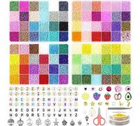 HYHJMISTY Lot de 28 000 perles de 3 mm pour bracelets, perles en verre à enfiler pour fabriquer soi-même des bracelets, des bijoux