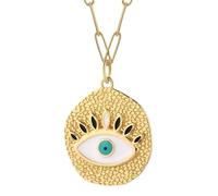 HYHJYMG 14K Collier pour Les Yeux diaboliques rempli pour Hommes et Femmes, Collier de Coeur avec Un œil Bleu Mal et Soleil, Collier Mignon avec Pendentif pour Chien, Long et Chanceux, Collier coloré