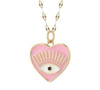 HYHJYMG 14K Collier pour Les Yeux diaboliques rempli pour Hommes et Femmes, Collier de Coeur avec Un œil Bleu Mal et Soleil, Collier Mignon avec Pendentif pour Chien, Long et Chanceux, Collier coloré