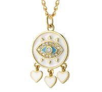 HYHJYMG 14K Collier pour Les Yeux diaboliques rempli pour Hommes et Femmes, Collier de Coeur avec Un œil Bleu Mal et Soleil, Collier Mignon avec Pendentif pour Chien, Long et Chanceux, Collier coloré