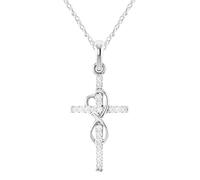 HYHJYMG 925 Collier de Croix de cœur éternel Silver Silver Silver pour Les Femmes et Les Filles, 14K Plaque d'or Cubic Zirconia Crystal Cross Cross Collier - Faith Heart and