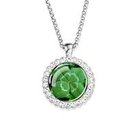 HYHJYMG 925 Collier de Feuilles Vertes en Argent Sterling pour Les Femmes Fouilles Collier Clover Collier Lucky Grass Pendant Collier Green