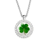 HYHJYMG 925 Collier de Feuilles Vertes en Argent Sterling pour Les Femmes Fouilles Collier Clover Collier Lucky Grass Pendant Collier Green