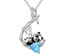 HYHJYMG 925 Collier de Panda en Argent Sterling pour Femmes et Filles, Joli Collier de Panda endormi, Panda juif, Collier de Panda Rouge pour Filles, médaillon Panda, Pendentif Panda, Argent