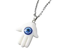 HYHJYMG 925 Collier Hamsa en Argent Sterling pour Les Femmes et Les Hommes, Collier à Main de Hamsa Multicolor Evil Eye Turkey Lucky Blue Eye Fatima Hand Clavicle Chain, Mano de Fatima Con Ojo Turco
