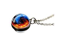 HYHJYMG 925 Collier Yang Yang en Argent Sterling pour Hommes et Femmes, Collier de Balle en Verre à Double Face Yin Yang Yang Yang, Collier Yin, Collier Yin Yang pour Hommes, Yin