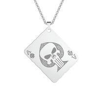 HYHJYMG 925 Sterling Silver Ace of Spades Collier for Men Women Women Skull Ace of Spades Pendant Grand Ace of Spades Classic Square Tag Ace of Spades Card Collier