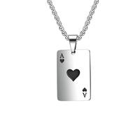 HYHJYMG 925 Sterling Silver Ace of Spades Collier pour Hommes et Femmes, Ace of Poker Lucky Spades Ace Collier Men's Poker Pendant, Poker Card Ace of Spades Pendant Chain, Jeu Collier de Carte