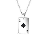 HYHJYMG 925 Sterling Silver Ace of Spades Collier pour Hommes et Femmes, Ace of Poker Lucky Spades Ace Collier Men's Poker Pendant, Poker Card Ace of Spades Pendant Chain, Jeu Collier de Carte