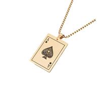 HYHJYMG 925 Sterling Silver Ace of Spades Collier pour Hommes et Femmes, Ace of Poker Lucky Spades Ace Collier Men's Poker Pendant, Poker Card Ace of Spades Pendant Chain, Jeu Collier de Carte