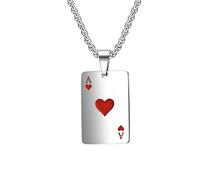 HYHJYMG 925 Sterling Silver Ace of Spades Collier pour Hommes et Femmes, Ace of Poker Lucky Spades Ace Collier Men's Poker Pendant, Poker Card Ace of Spades Pendant Chain, Jeu Collier de Carte
