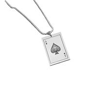 HYHJYMG 925 Sterling Silver Ace of Spades Collier pour Hommes et Femmes, Ace of Poker Lucky Spades Ace Collier Men's Poker Pendant, Poker Card Ace of Spades Pendant Chain, Jeu Collier de Carte
