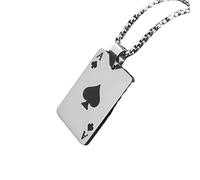 HYHJYMG 925 Sterling Silver Ace of Spades Collier pour Hommes et Femmes, Ace of Poker Lucky Spades Ace Collier Men's Poker Pendant, Poker Card Ace of Spades Pendant Chain, Jeu Collier de Carte