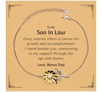 HYHJYMG À Mon Fils en Droit de Papa, Je me tiens à côté de Vous, des Cadeaux de Soutien Inspirants, Un Bracelet de Tournesol Unique d'anniversaire pour Son Fils, Petit, en Acier Inoxydable