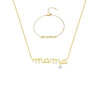 HYHJYMG Bijoux de Bijoux 925 Femmes - Pendant avec Lettres Collier et Bracelet de Maman avec Zircon, Bracelet et Collier Bijoux Faits à la Main